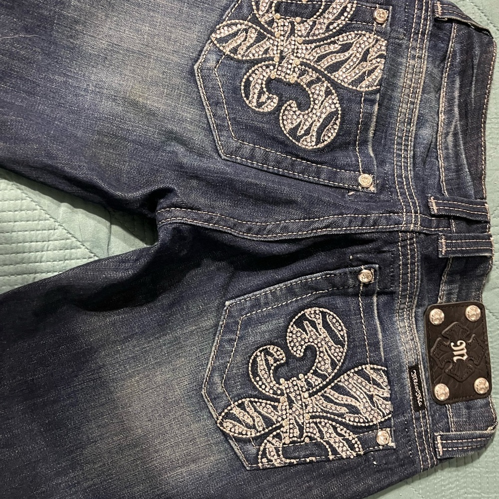 Miss Me Medium-Dark Boot Cut Jeans with Embellished Details